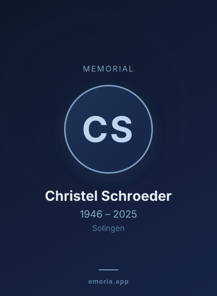 Memorial portrait of Christel Schroeder