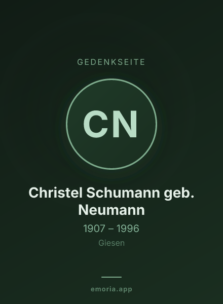 Gedenkportrait von Christel Schumann geb. Neumann