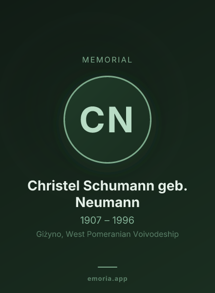Memorial portrait of Christel Schumann geb. Neumann