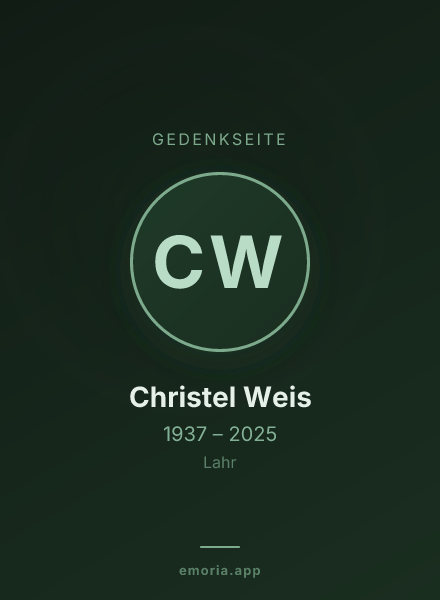 Gedenkportrait von Christel Weis