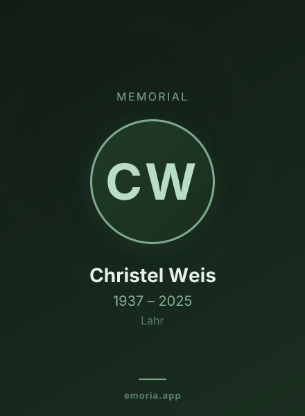 Memorial portrait of Christel Weis