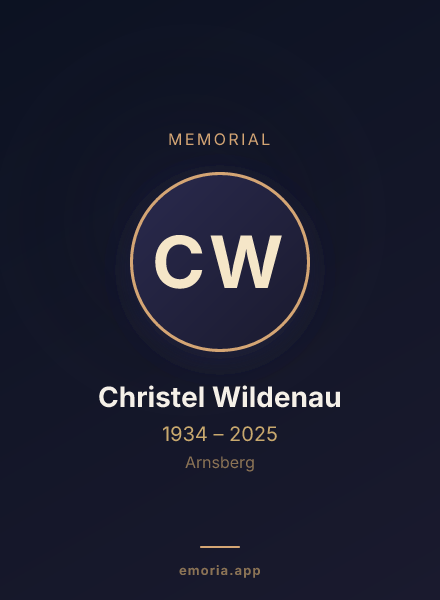Memorial portrait of Christel Wildenau