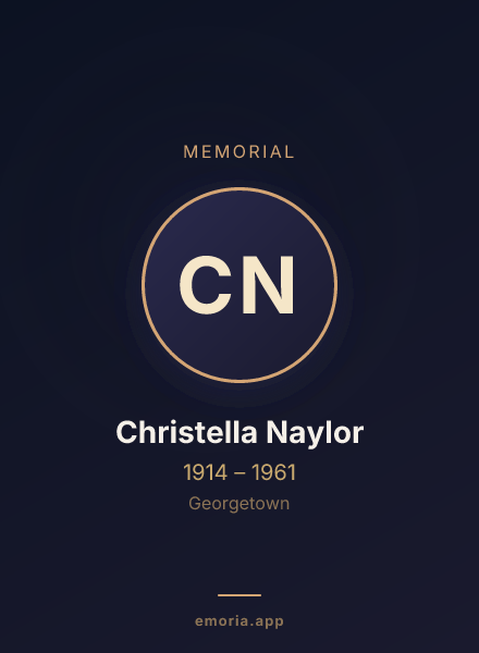 Memorial portrait of Christella Naylor