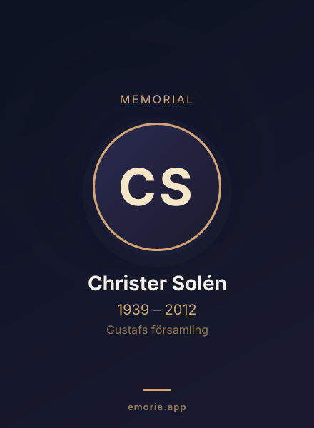 Memorial portrait of Christer Solén