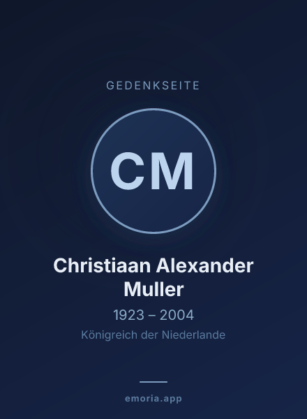 Gedenkportrait von Christiaan Alexander Muller