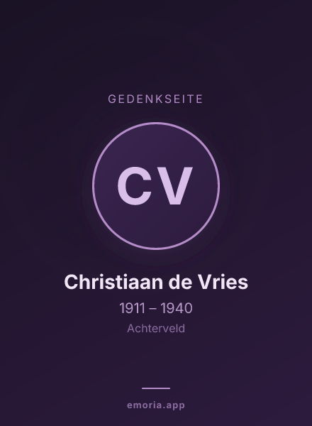 Gedenkportrait von Christiaan de Vries