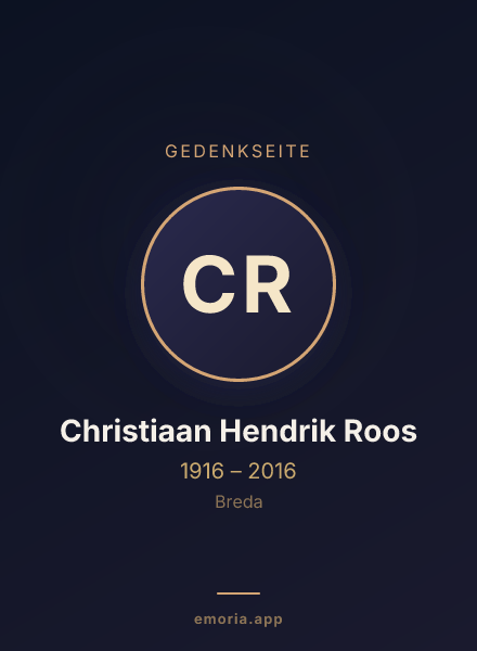 Gedenkportrait von Christiaan Hendrik Roos