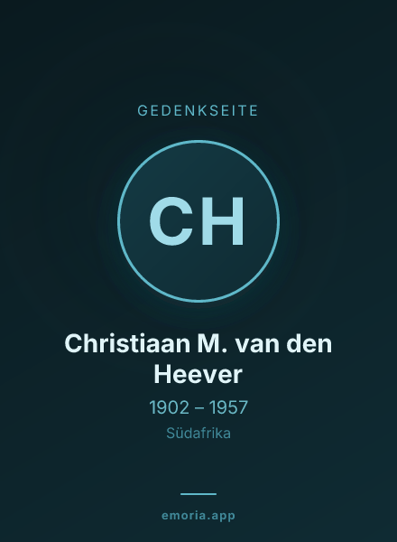 Gedenkportrait von Christiaan M. van den Heever