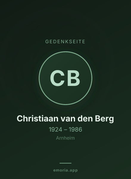 Gedenkportrait von Christiaan van den Berg