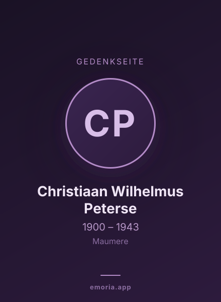 Gedenkportrait von Christiaan Wilhelmus Peterse