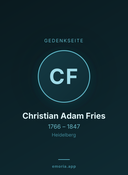 Gedenkportrait von Christian Adam Fries