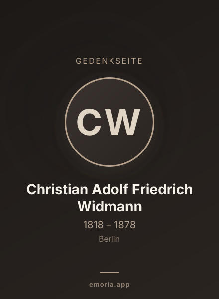 Gedenkportrait von Christian Adolf Friedrich Widmann