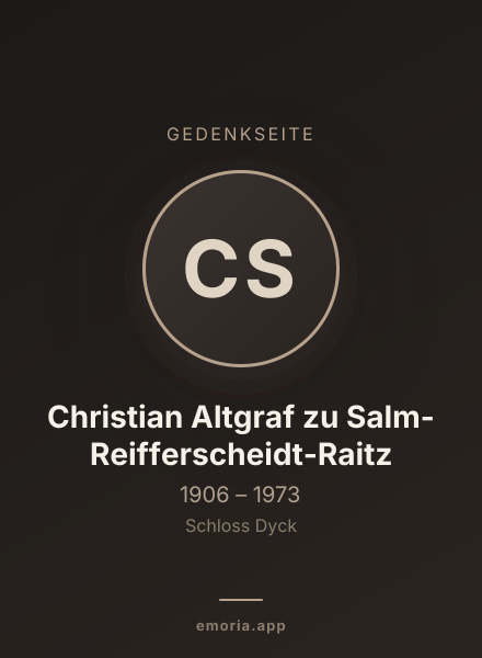 Gedenkportrait von Christian Altgraf zu Salm-Reifferscheidt-Raitz