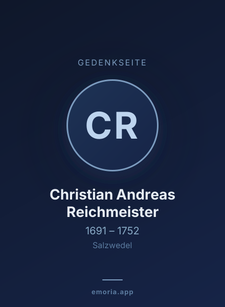 Gedenkportrait von Christian Andreas Reichmeister