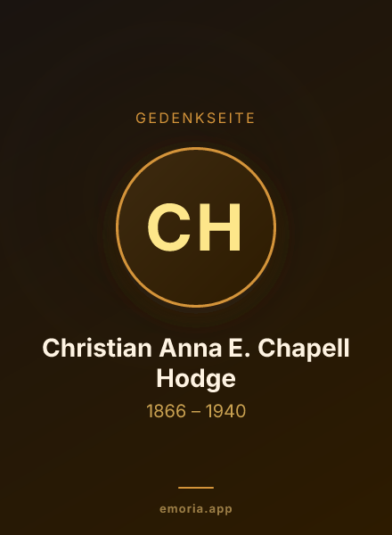 Gedenkportrait von Christian Anna E. Chapell Hodge