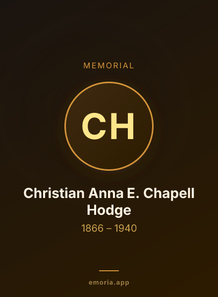 Memorial portrait of Christian Anna E. Chapell Hodge