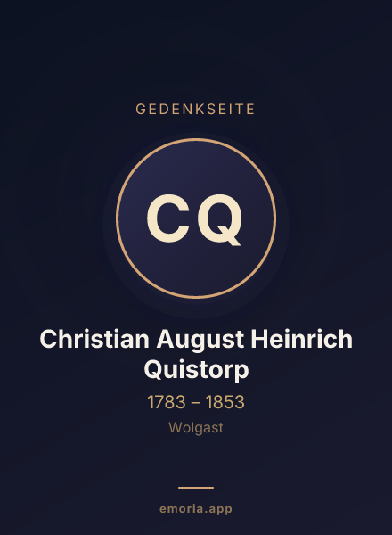 Gedenkportrait von Christian August Heinrich Quistorp