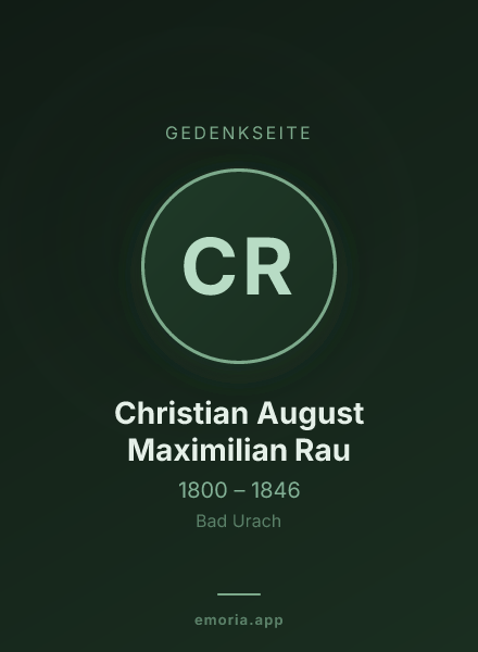 Gedenkportrait von Christian August Maximilian Rau