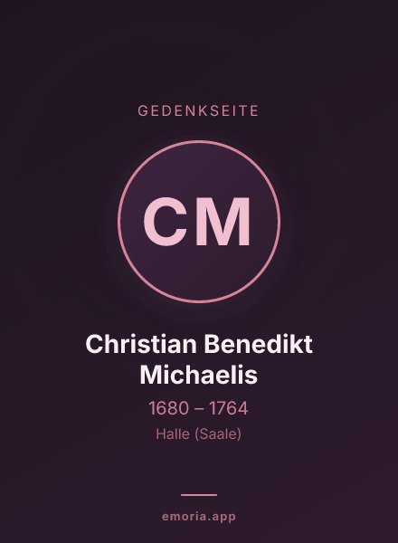 Gedenkportrait von Christian Benedikt Michaelis