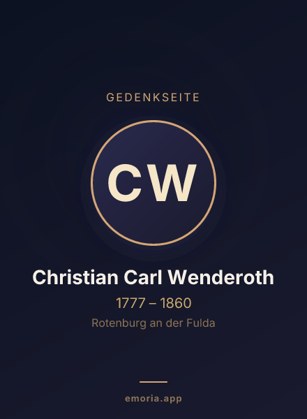 Gedenkportrait von Christian Carl Wenderoth