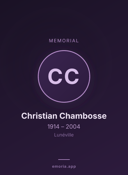 Memorial portrait of Christian Chambosse