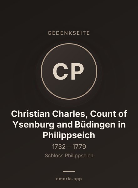 Gedenkportrait von Christian Charles, Count of Ysenburg and Büdingen in Philippseich
