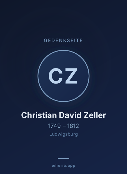 Gedenkportrait von Christian David Zeller
