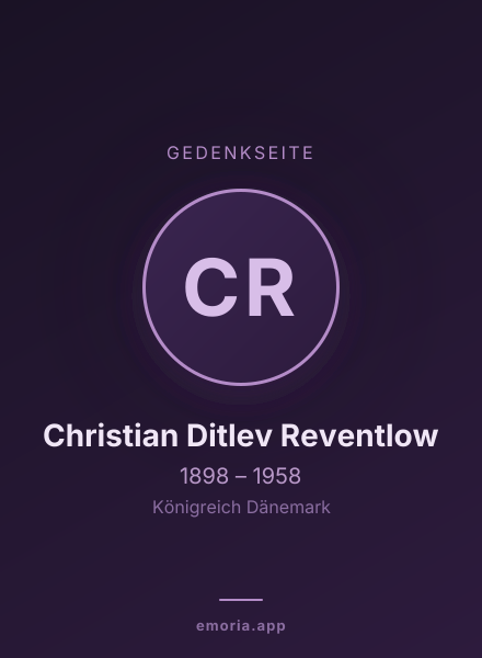 Gedenkportrait von Christian Ditlev Reventlow