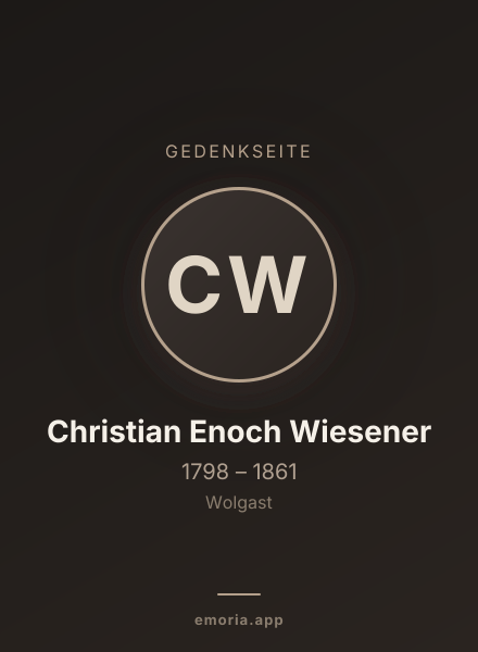 Gedenkportrait von Christian Enoch Wiesener