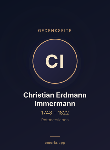 Gedenkportrait von Christian Erdmann Immermann