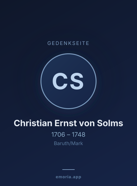 Gedenkportrait von Christian Ernst von Solms