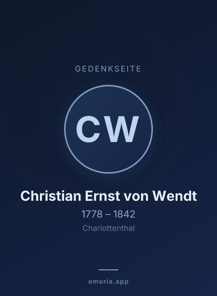 Gedenkportrait von Christian Ernst von Wendt