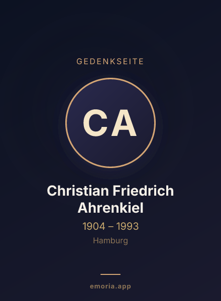 Gedenkportrait von Christian Friedrich Ahrenkiel