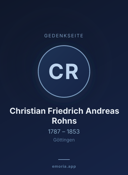 Gedenkportrait von Christian Friedrich Andreas Rohns