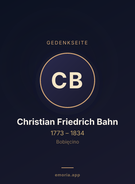 Gedenkportrait von Christian Friedrich Bahn