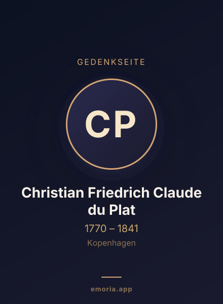 Gedenkportrait von Christian Friedrich Claude du Plat