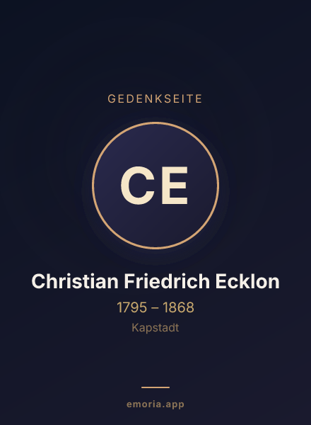 Gedenkportrait von Christian Friedrich Ecklon