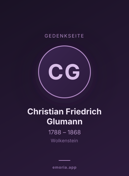 Gedenkportrait von Christian Friedrich Glumann