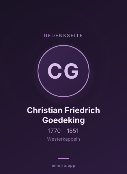 Gedenkportrait von Christian Friedrich Goedeking