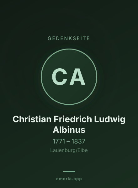 Gedenkportrait von Christian Friedrich Ludwig Albinus