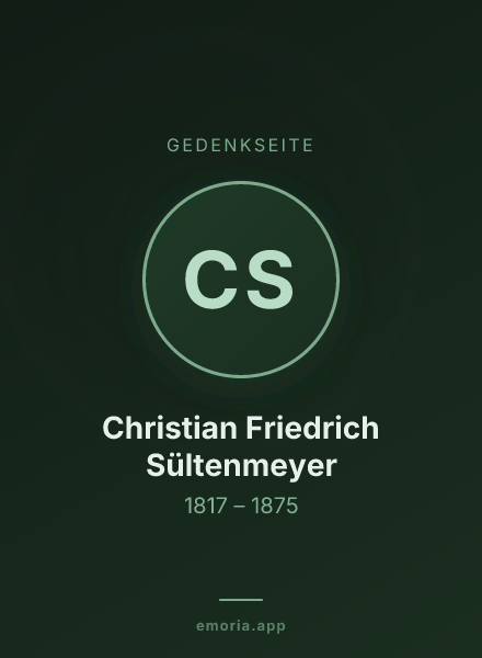 Gedenkportrait von Christian Friedrich Sültenmeyer
