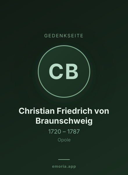 Gedenkportrait von Christian Friedrich von Braunschweig