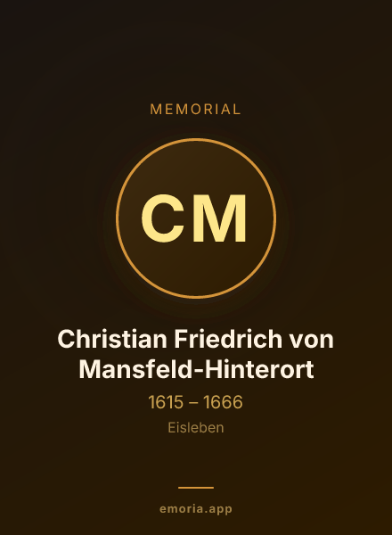 Memorial portrait of Christian Friedrich von Mansfeld-Hinterort