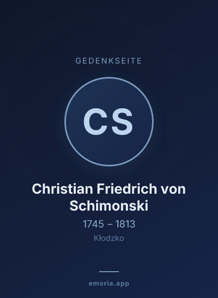 Gedenkportrait von Christian Friedrich von Schimonski