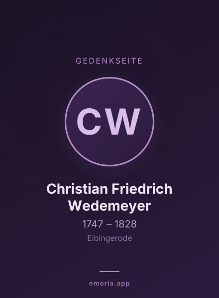 Gedenkportrait von Christian Friedrich Wedemeyer