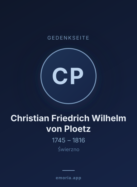 Gedenkportrait von Christian Friedrich Wilhelm von Ploetz