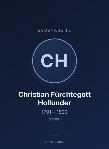 Gedenkportrait von Christian Fürchtegott Hollunder