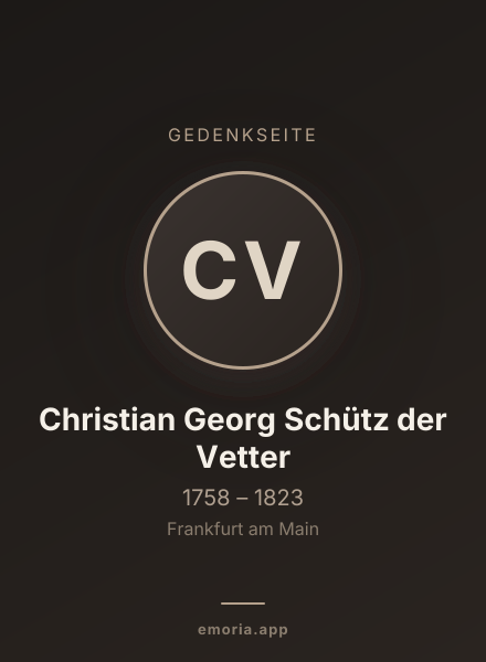 Gedenkportrait von Christian Georg Schütz der Vetter