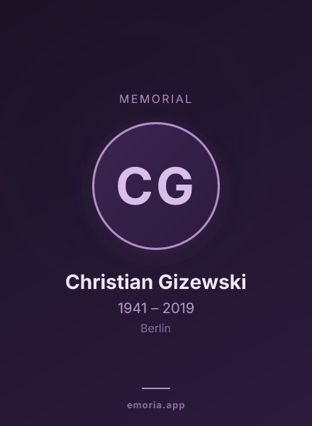 Memorial portrait of Christian Gizewski