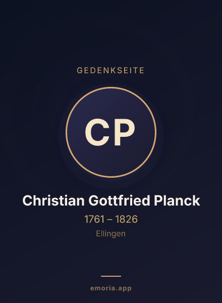 Gedenkportrait von Christian Gottfried Planck